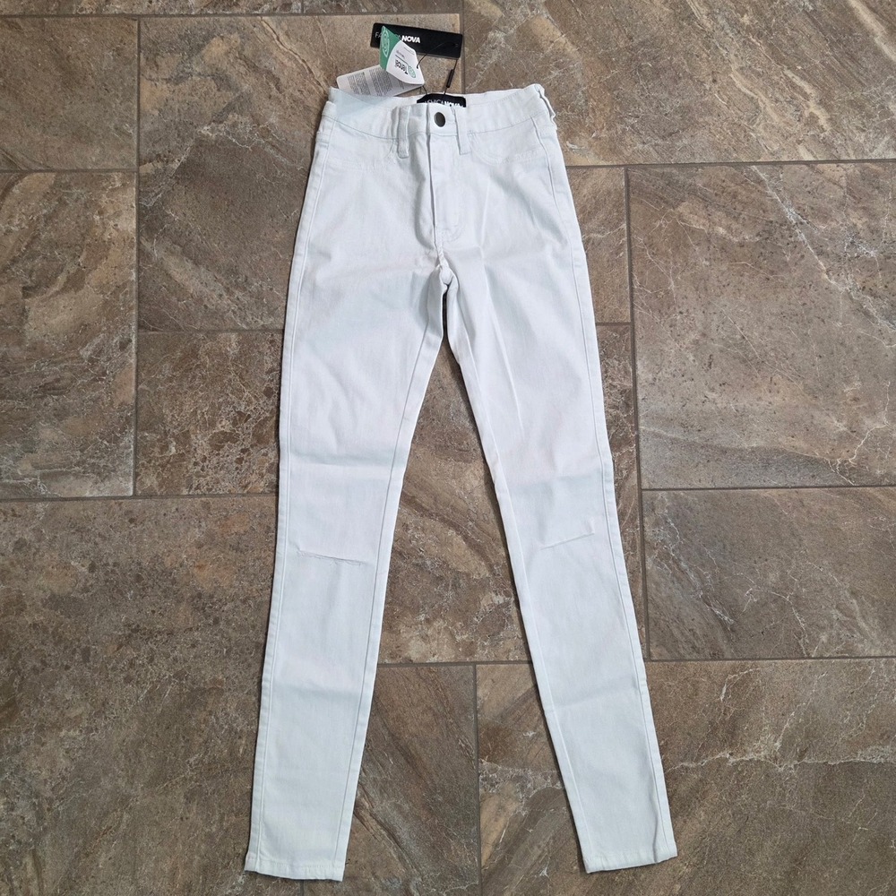 NWT Fashion Nova‎ Canopy Jeans White High Rise Skinny Tencel Size 0
